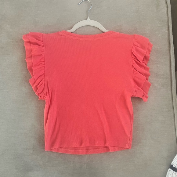 Zara Ruffle Coral Top - Picture 4 of 5